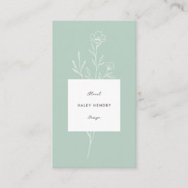 Modern floristisk minimalistisk Blommigt-Grönt Visitkort