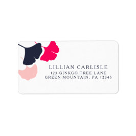Modern flottan och Rosa Ginkgo Löv Returadress Adressetikett