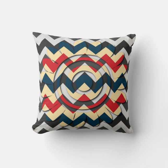 Modern Flower Chevron Zigzag Mönster 2 Kudde (Framsida)