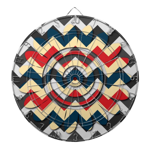Modern Flower Chevron Zigzag Mönster 2 Piltavla (Framsidan)