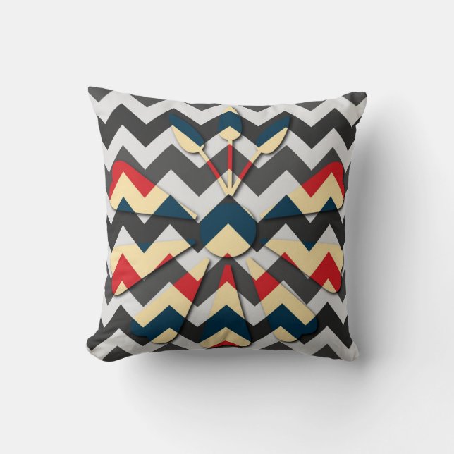 Modern Flower Chevron Zigzag Mönster Kudde (Framsida)