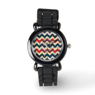 Modern Flower Chevron Zigzap Mönster 2 Armbandsur