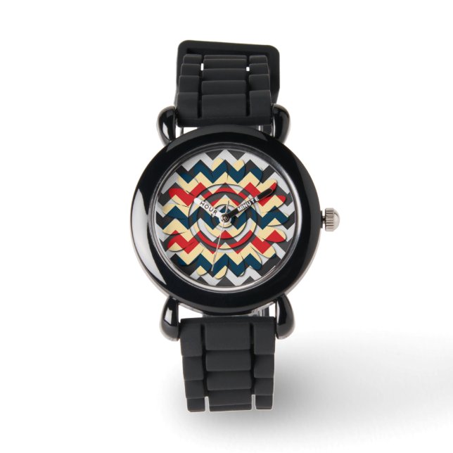 Modern Flower Chevron Zigzap Mönster 2 Armbandsur (Framsida)