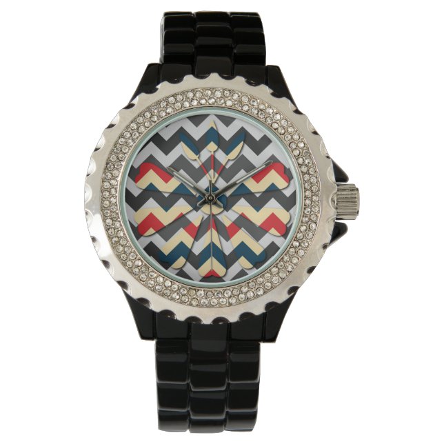 Modern Flower Chevron Zigzap Mönster Armbandsur (Framsida)