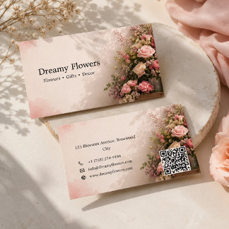 Modern Flower Company Rosa färg Visitkort