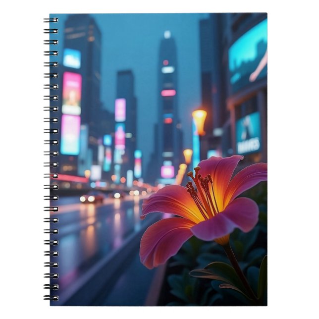 Modern Flower in Cityscape - Notebook Anteckningsbok (Framsidan)