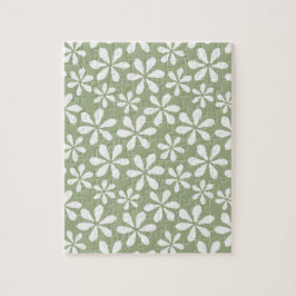 Modern Flower Mönster Simple Sage Grönt Blommigt Pussel