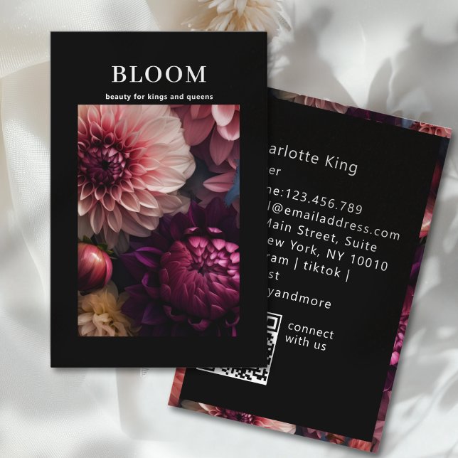 Modern Flower QR Code Visitkort (Modern Flower QR Code Business Card)