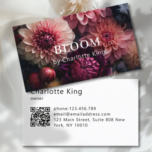 Modern Flower QR Code Visitkort (Modern Flower QR Code Business Card)