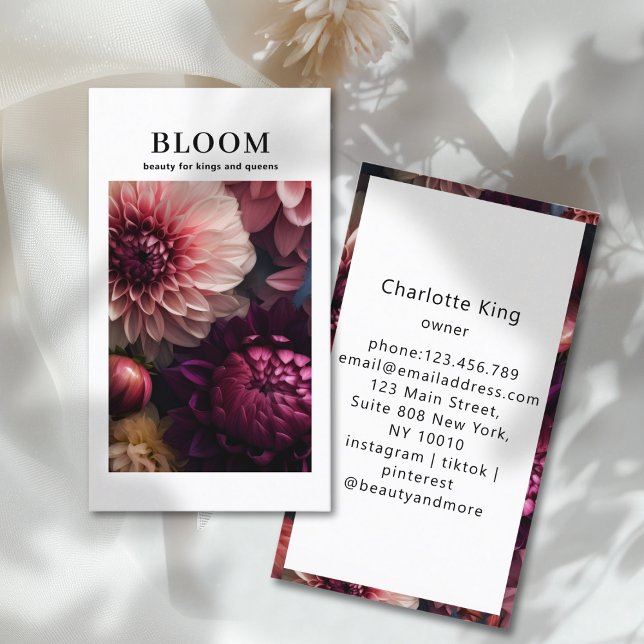 Modern Flower Salon Visitkort (Modern Flower QR Code Business Card)