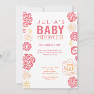 Modern Flowers Baby Shower Inbjudan