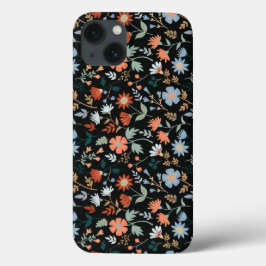 Modern Flowers Löv Black Orange Blue Girly