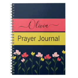 Modern Flowers Navy Blue Prayer Journal Anteckningsbok