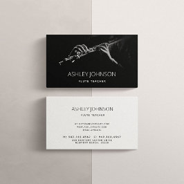 Modern Flute Teacher Soloist Black & White Photo Visitkort
