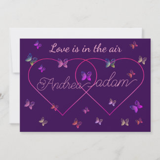 modern flying butterflies heart inbjudningar