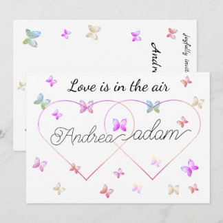 modern flying butterflies heart invitation inbjudningar