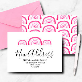 Modern Flytta Announcement Rosa Rainbow Anteckningskort
