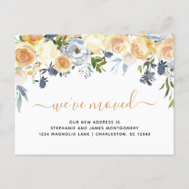 Modern Flytta för Blommigt av korallpersika, blå v Meddelande Vykort