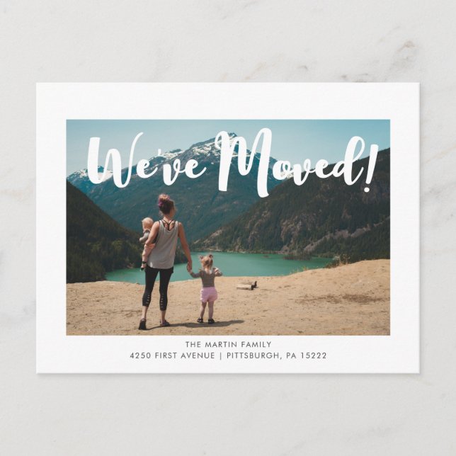 Modern Flytta-meddelande om enkel skript Vykort (Framsida)