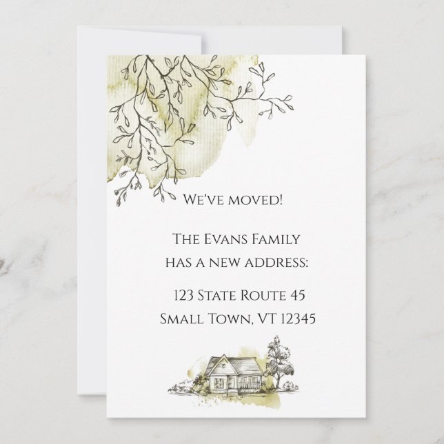 Modern Flytta-meddelande om vattenfärgssketch Meddelande (Framsida)