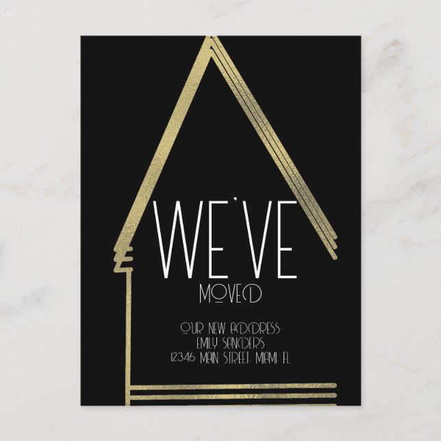 Modern Flyttat NEW HOME Adress House Vykort (Framsida)