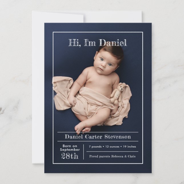 Modern födelseanmälan med rutnät meddelande (Framsida)