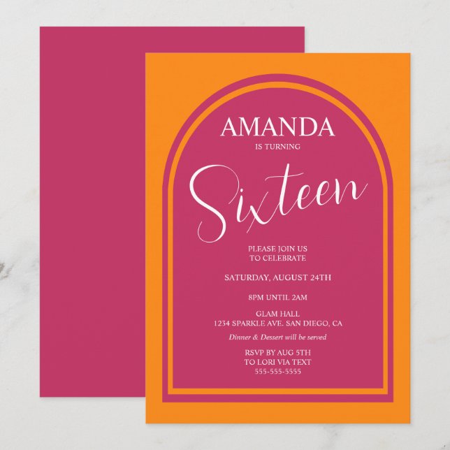 Modern födelsedag för alla åldrar inbjudningar (Fram/baksida)