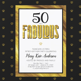 Modern födelsedag i Guld, Fabulous Black Metallic Inbjudningar