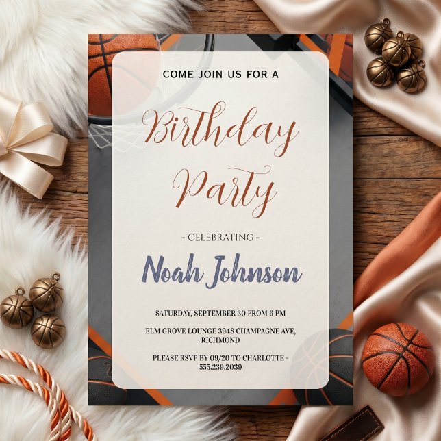 Modern Födelsedag med Baskettema Inbjudningar (Skapare uppladdad)