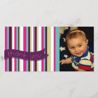 Modern födelsedag Photocard för randtackbaby Tack Kort
