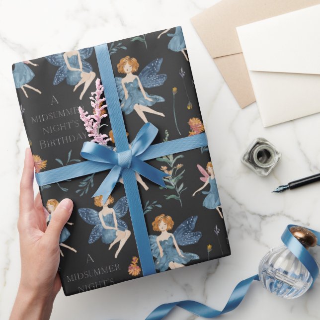 Modern Födelsedag Söt Whimsical Fe Black Presentpapper (Gifting)