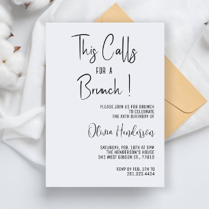 Modern Födelsedagsbrunch Enkel Minimal Brunchfest Inbjudningar