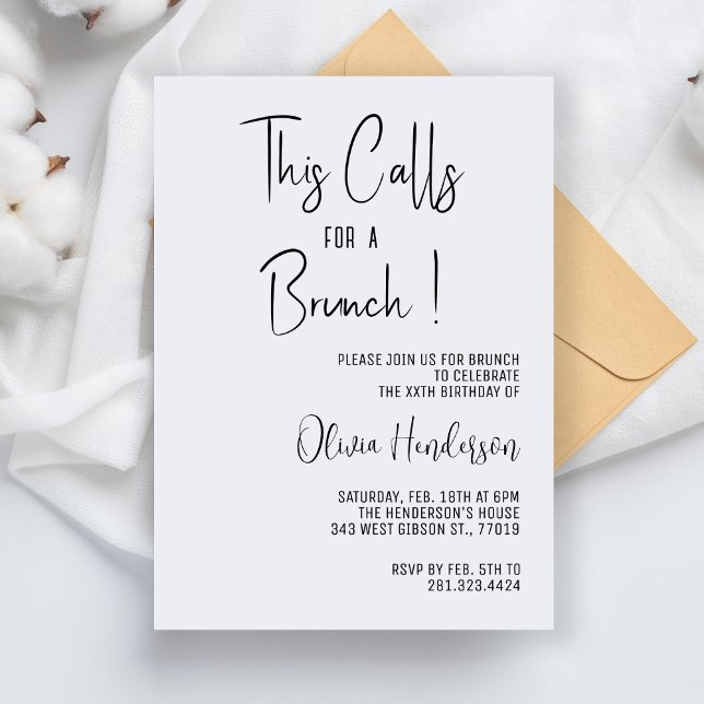 Modern Födelsedagsbrunch Enkel Minimal Brunchfest Inbjudningar (Skapare uppladdad)