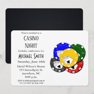 Modern Födelsedagsfest Casino Poker Night Inbjudningar
