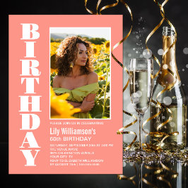 Modern Födelsedagsfest för alla åldrar för vitfoto Inbjudningar