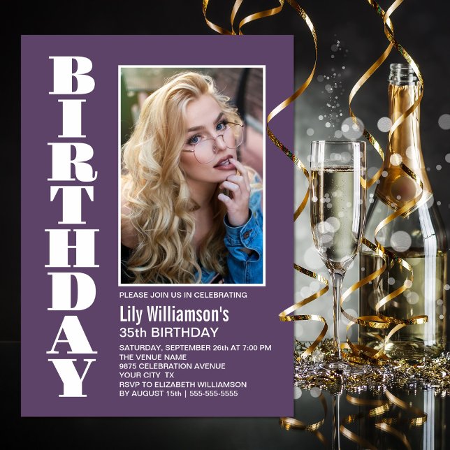 Modern Födelsedagsfest för alla åldrar i Lavender  Inbjudningar (Skapare uppladdad)