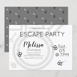 Modern födelsedagsfest för Escape Room grå inbjuda Inbjudningar