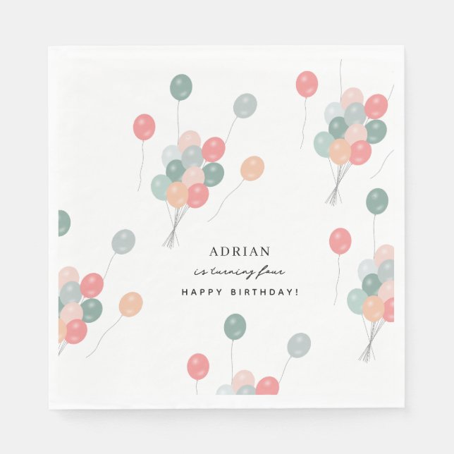Modern Födelsedagsfest för färgstarka pastellbubbl Pappersservett (Framsidan)