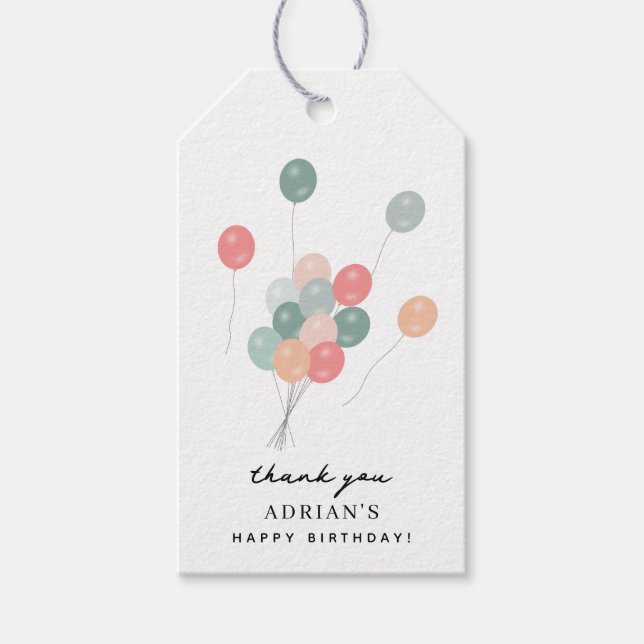 Modern Födelsedagsfest för färgstarka pastellbubbl Presentetikett (Framsidan)