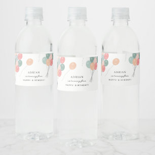 Modern Födelsedagsfest för färgstarka pastellbubbl Vattenflaskor Etikett