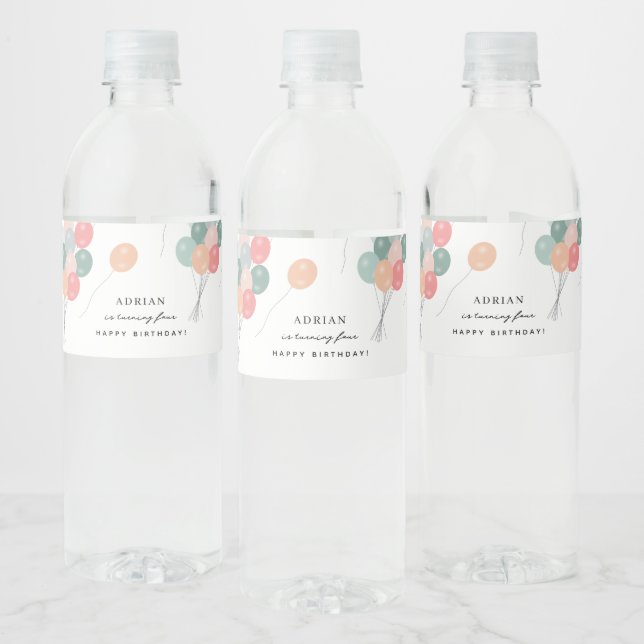 Modern Födelsedagsfest för färgstarka pastellbubbl Vattenflaskor Etikett (Flaskor)