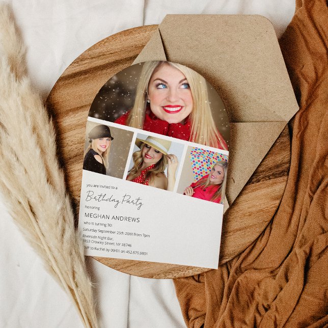 Modern Födelsedagsfest för fotostrippsamling Inbjudningar (Skapare uppladdad)