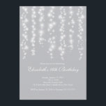 Modern födelsedagsfest för gnistrasilversweet<br><div class="desc">Starta ditt dottersweet sixteenparty av höger med vår härliga gardin av inbjudan för partyet för vitljussweet sixteen. Våra för partyinbjudan för snyggten och för contemporaryn söta 16 särdrag stränger av att blinka vitljus som sparkling på en grå silverbakgrund. Bläddra inbjudan över att finna en matcha baksida för ett extra speciellt...</div>