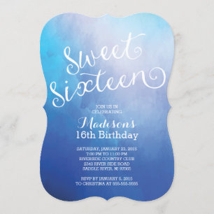 Modern Födelsedagsfest för vattenfärg, Sweet sixte Inbjudningar