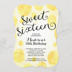 Modern Födelsedagsfest för vattenfärg, Sweet sixte Inbjudningar
