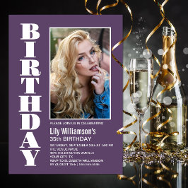 Modern Födelsedagsfest med Lavendelvit Foto för Al Inbjudningar