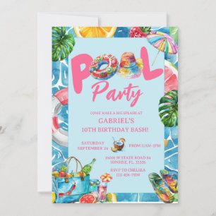 Modern födelsedagsinbjudan Bassäng Party Inbjudningar