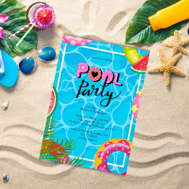 Modern födelsedagsinbjudan till poolparty inbjudningar