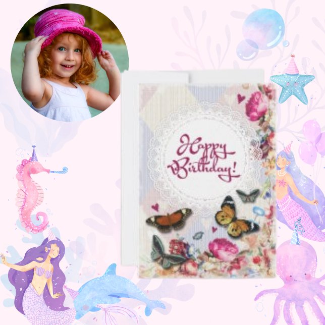 Modern födelsedagskort för blommor julkort (Skapare uppladdad)