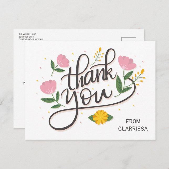 Modern födelsedagskort med modernt manus vykort (Fram/baksida)